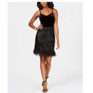 GUESS Feather Hem Sheath Dress